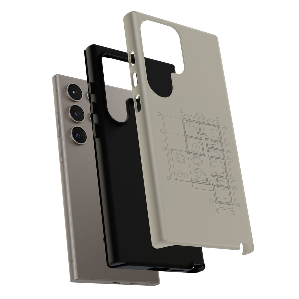 Tech & Workspace | Architectural Blueprint Tough Phone Case