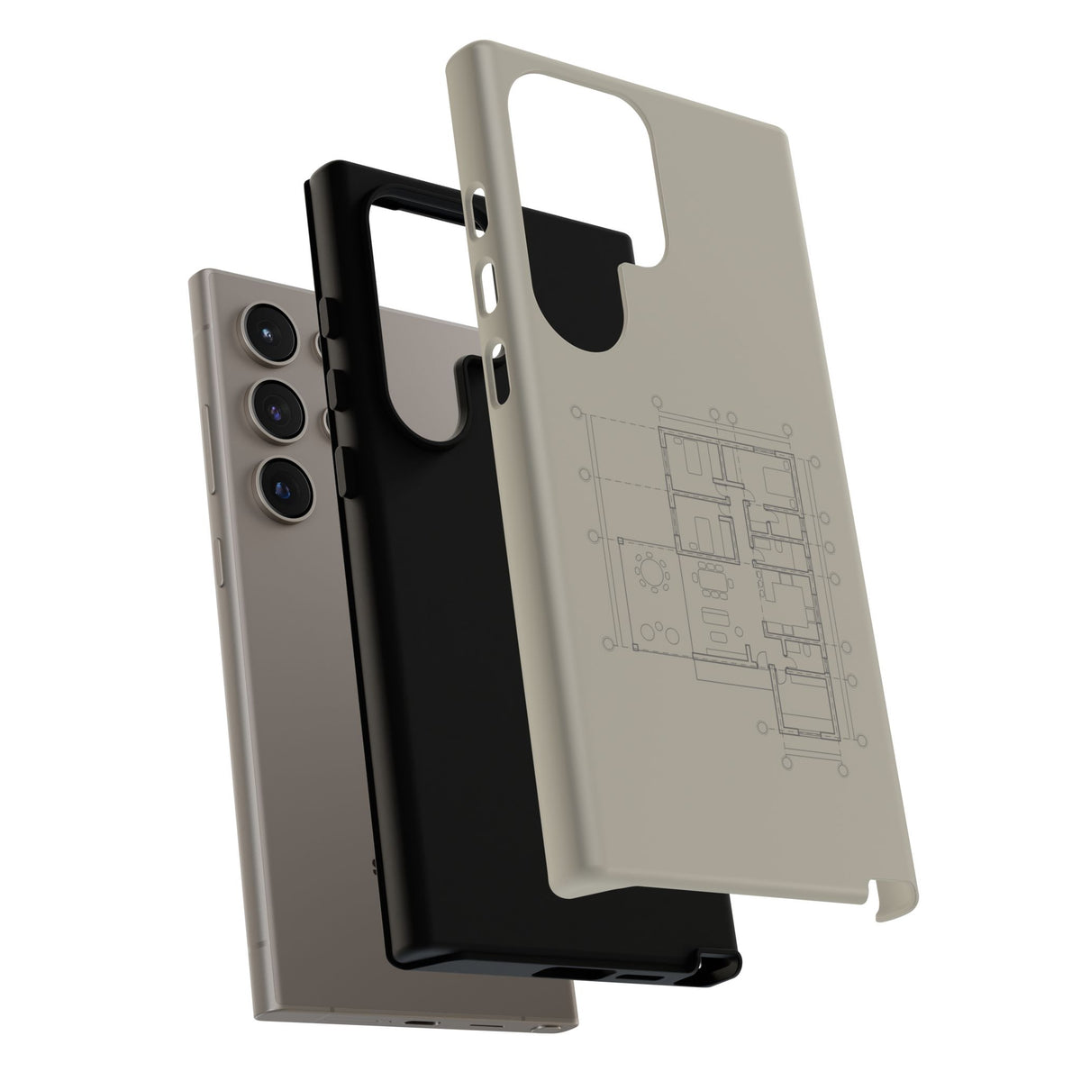 Tech & Workspace | Architectural Blueprint Tough Phone Case