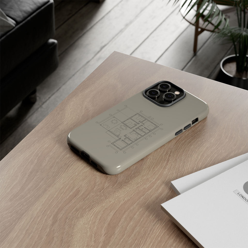 Tech & Workspace | Architectural Blueprint Tough Phone Case