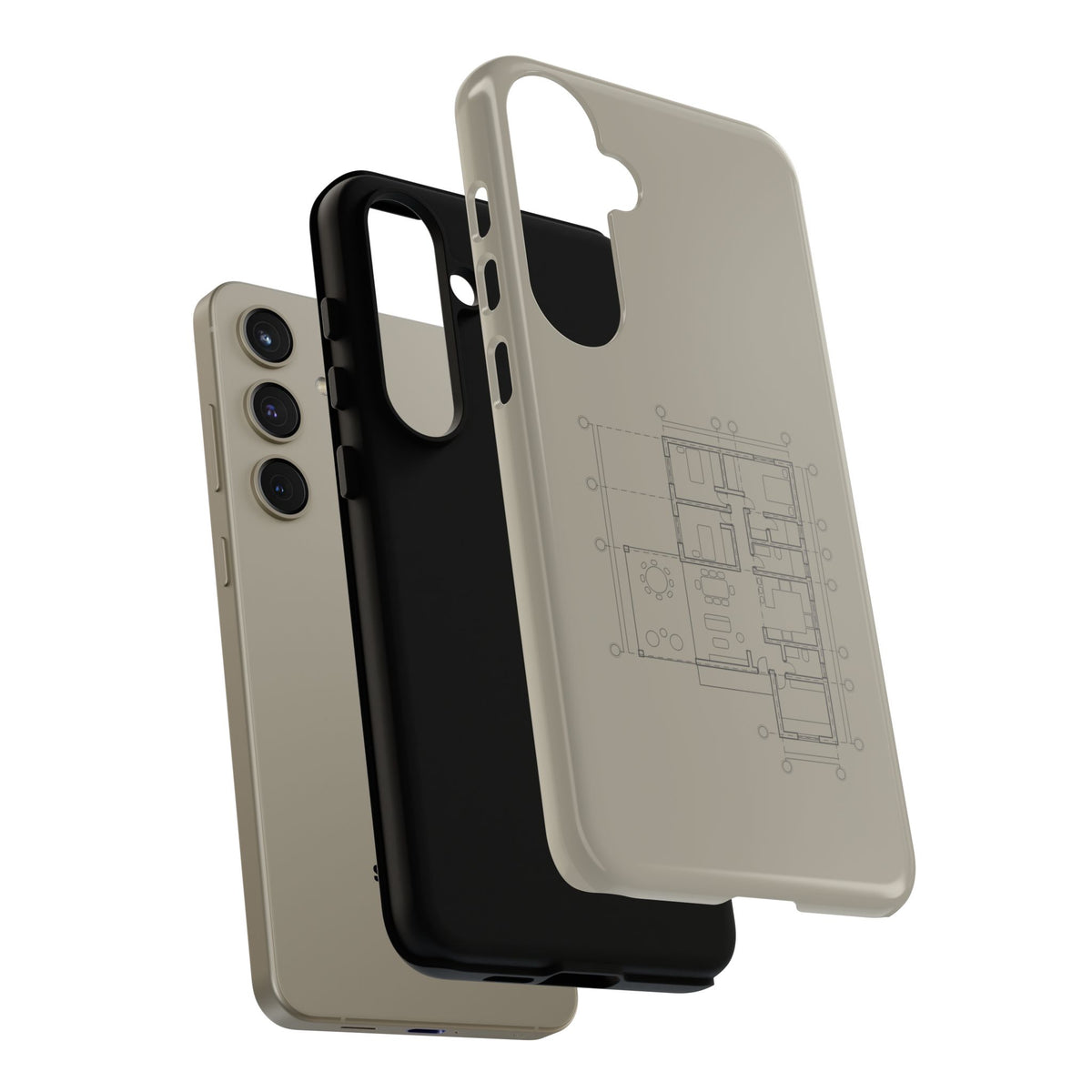 Tech & Workspace | Architectural Blueprint Tough Phone Case