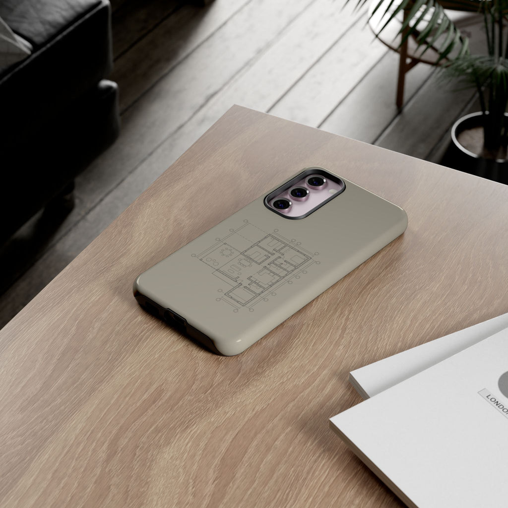 Tech & Workspace | Architectural Blueprint Tough Phone Case