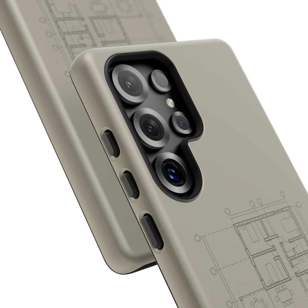 Tech & Workspace | Architectural Blueprint Tough Phone Case