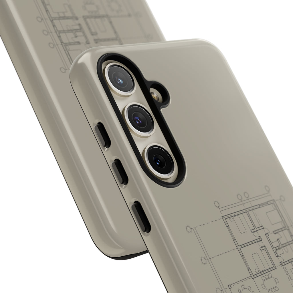 Tech & Workspace | Architectural Blueprint Tough Phone Case