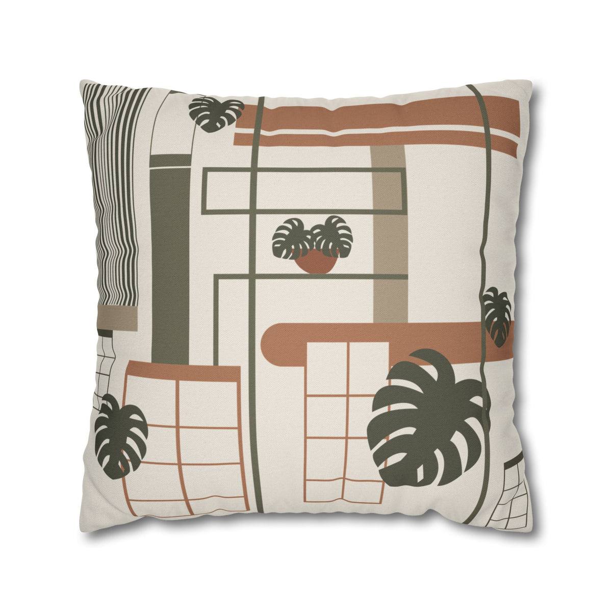The Biophilic Studio | Abstract Window & Monstera Pillow Cover