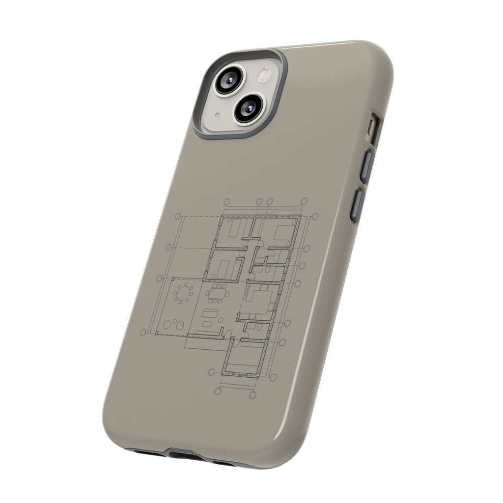 Tech & Workspace | Architectural Blueprint Tough Phone Case