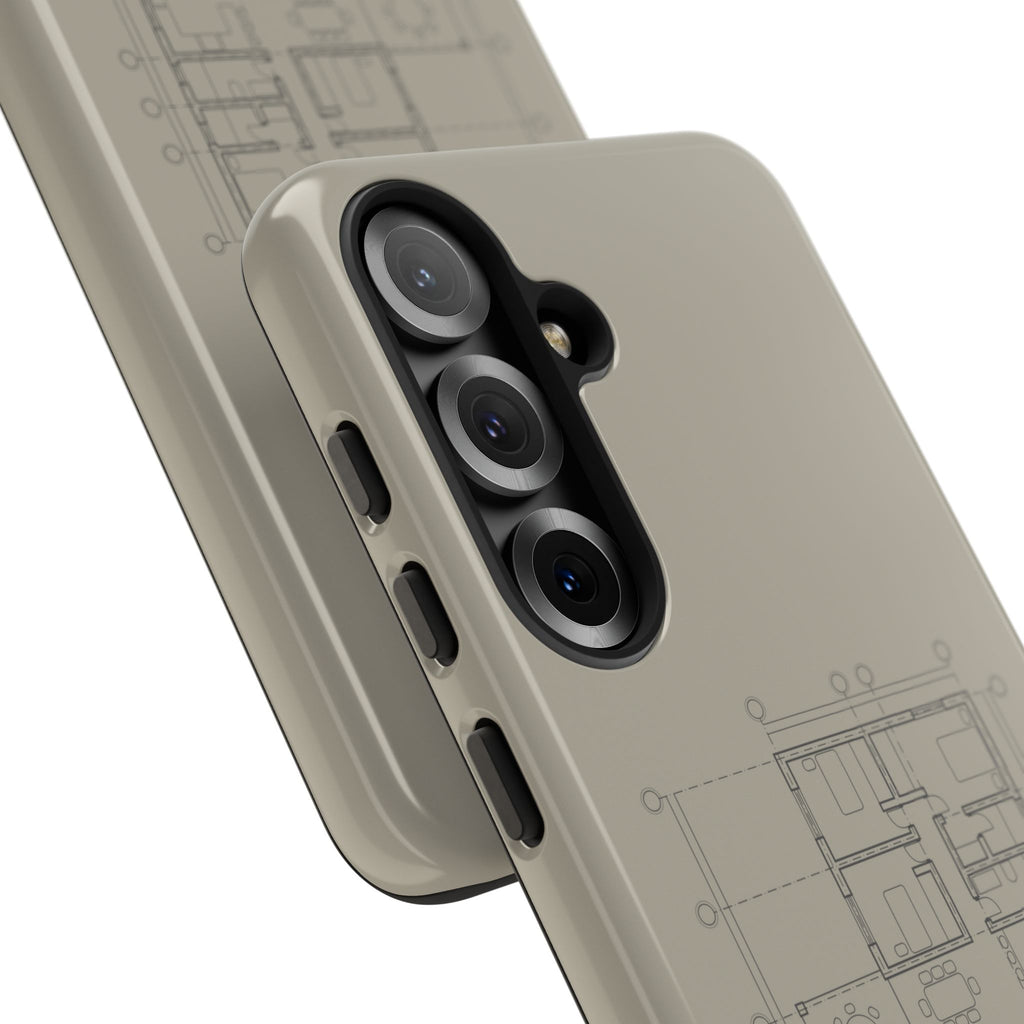 Tech & Workspace | Architectural Blueprint Tough Phone Case