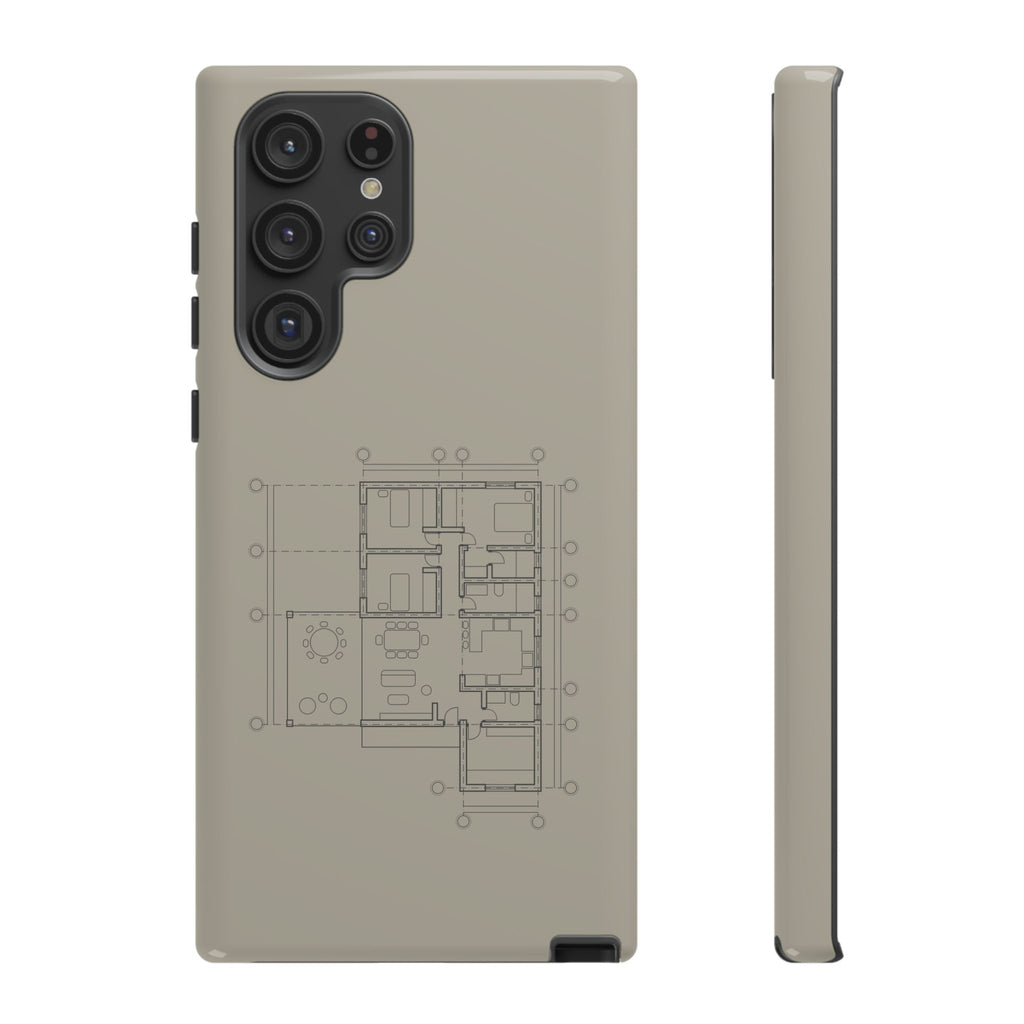 Tech & Workspace | Architectural Blueprint Tough Phone Case