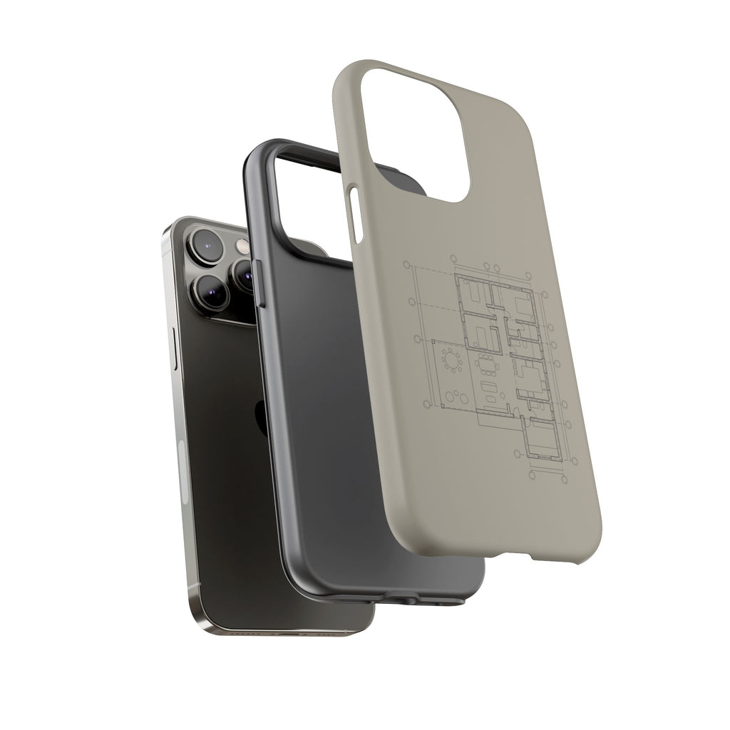 Tech & Workspace | Architectural Blueprint Tough Phone Case