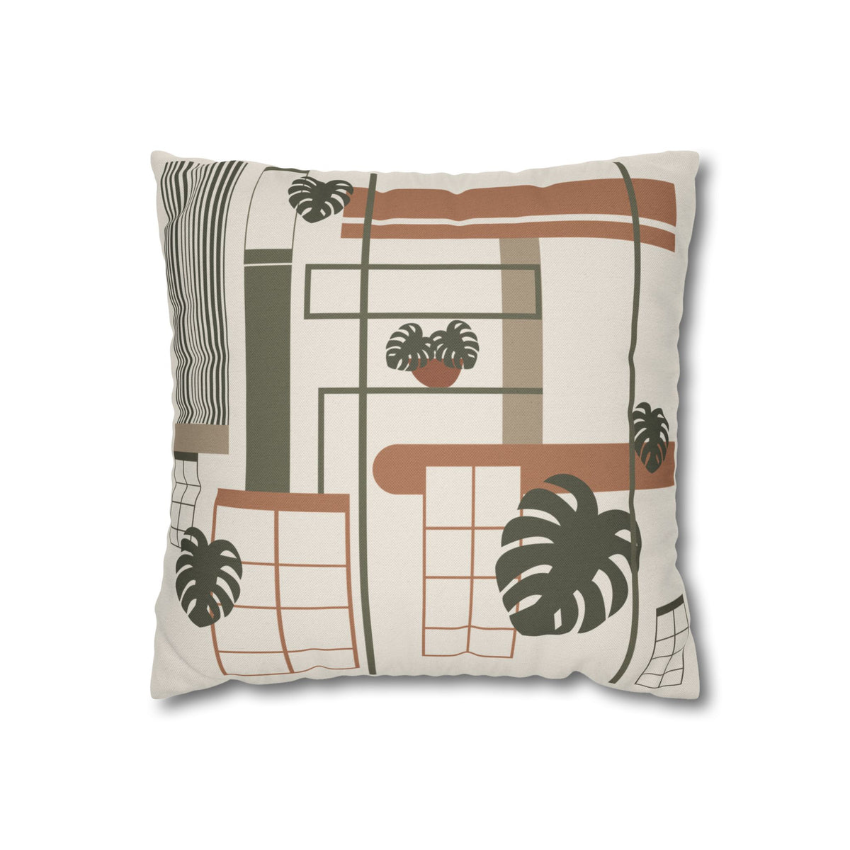 The Biophilic Studio | Abstract Window & Monstera Pillow Cover