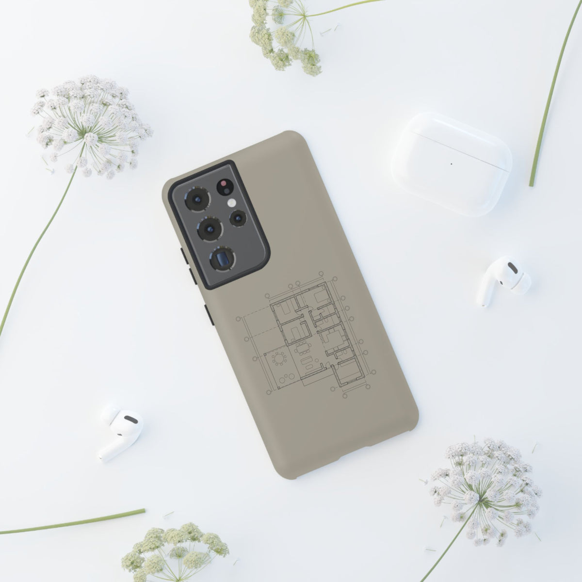 Tech & Workspace | Architectural Blueprint Tough Phone Case