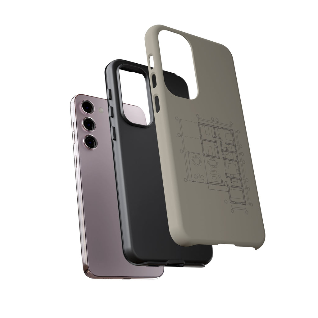 Tech & Workspace | Architectural Blueprint Tough Phone Case