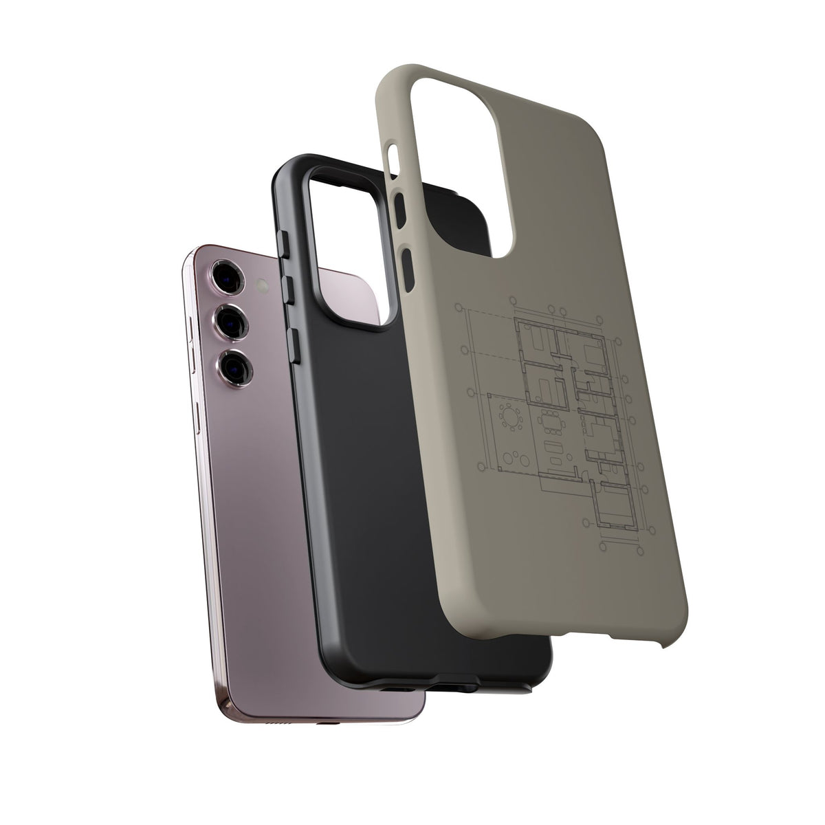 Tech & Workspace | Architectural Blueprint Tough Phone Case