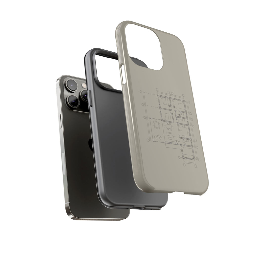 Tech & Workspace | Architectural Blueprint Tough Phone Case
