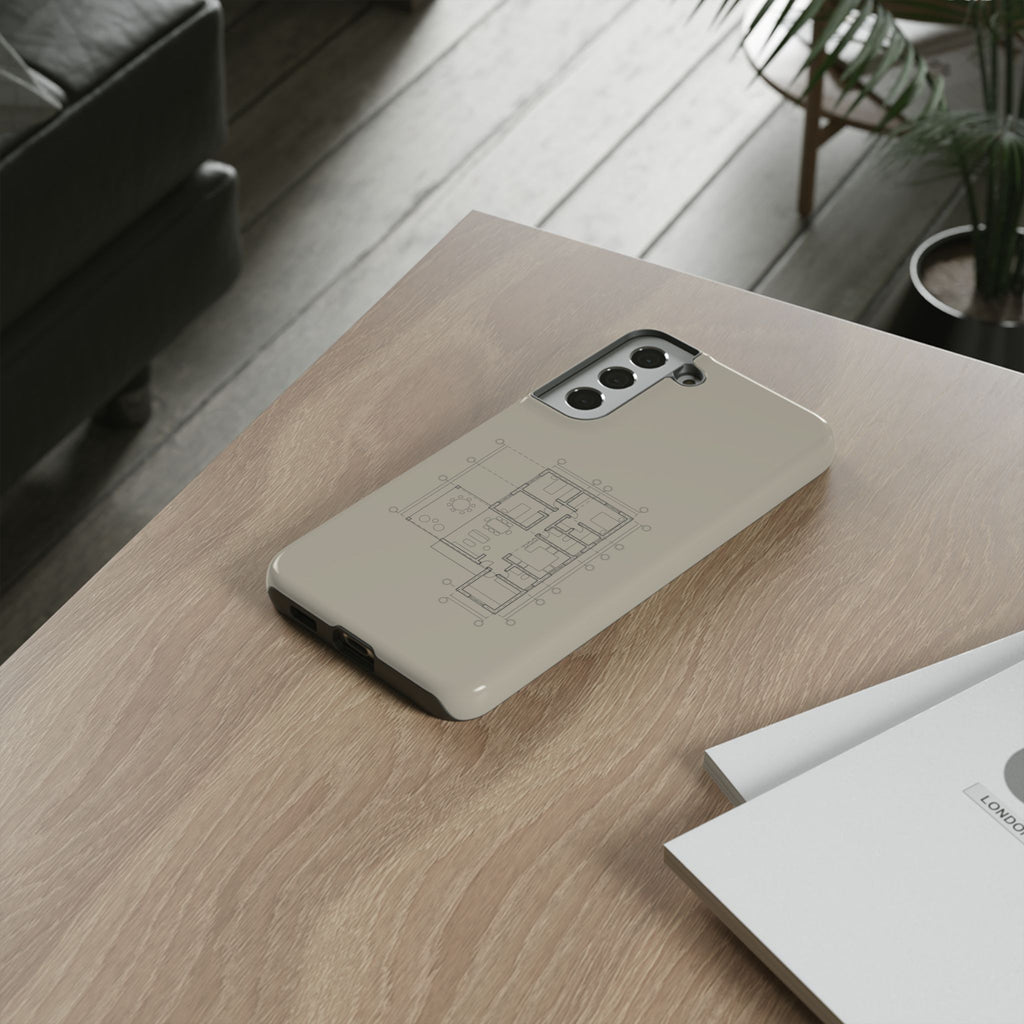 Tech & Workspace | Architectural Blueprint Tough Phone Case