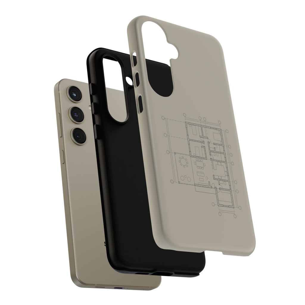 Tech & Workspace | Architectural Blueprint Tough Phone Case