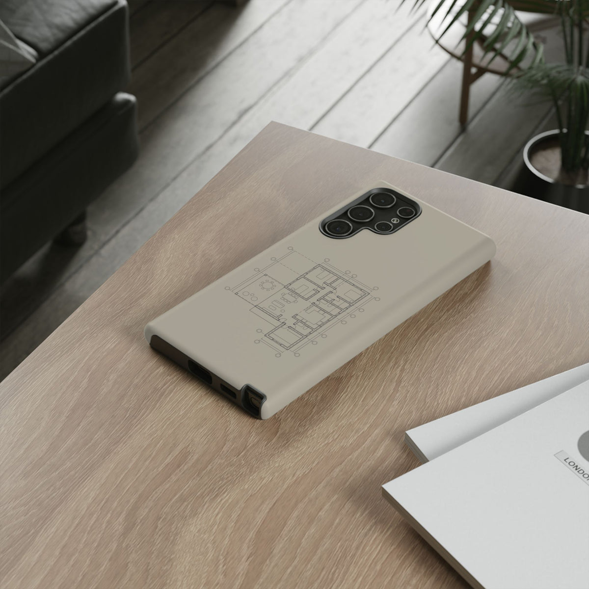 Tech & Workspace | Architectural Blueprint Tough Phone Case