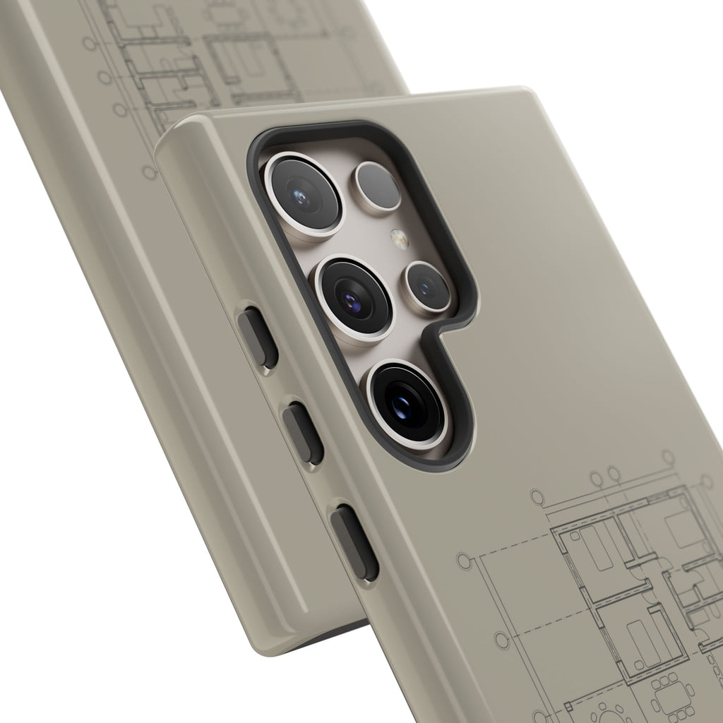 Tech & Workspace | Architectural Blueprint Tough Phone Case