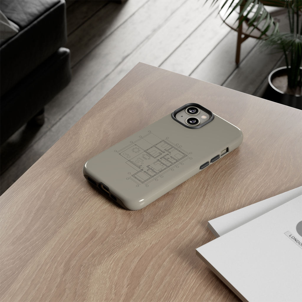 Tech & Workspace | Architectural Blueprint Tough Phone Case