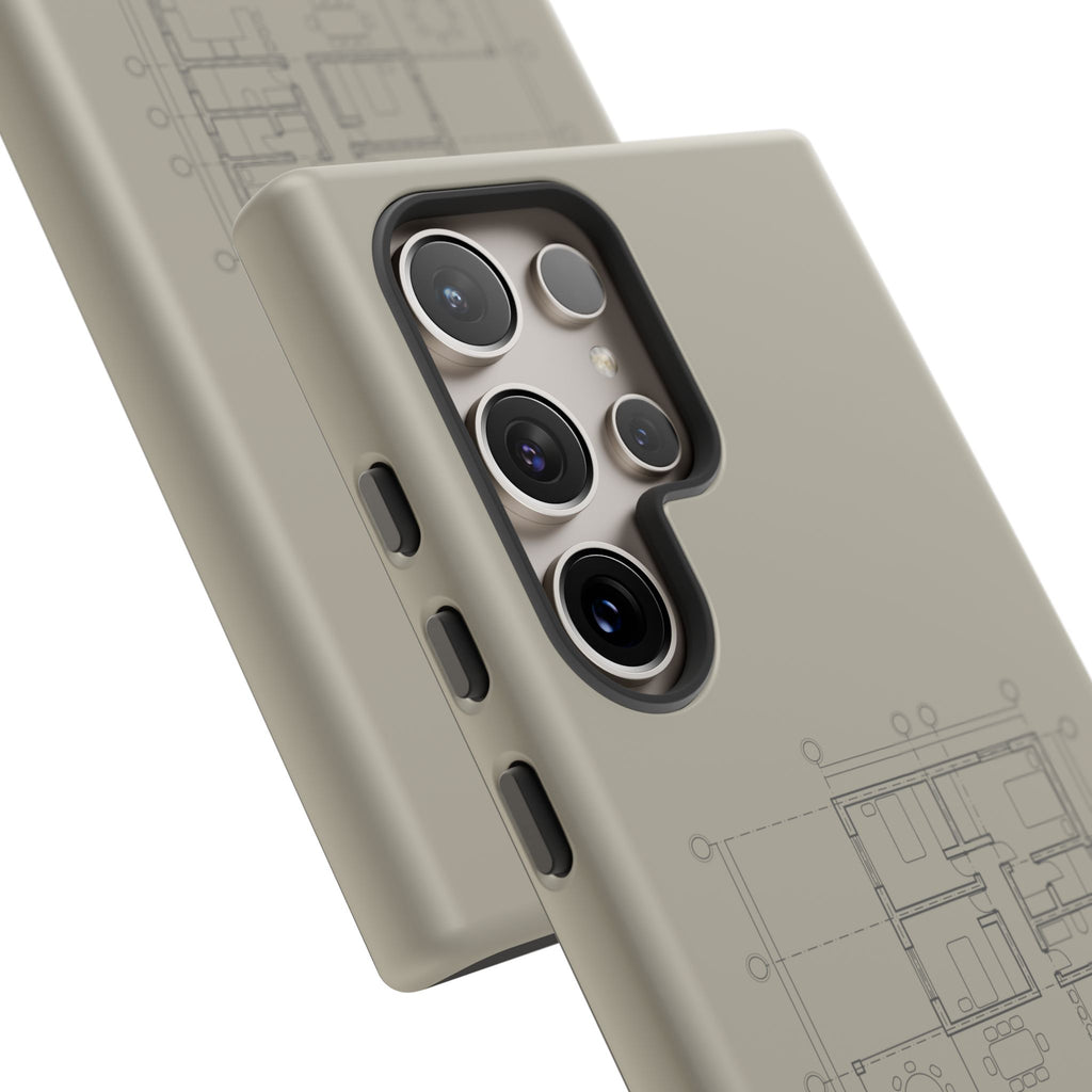 Tech & Workspace | Architectural Blueprint Tough Phone Case