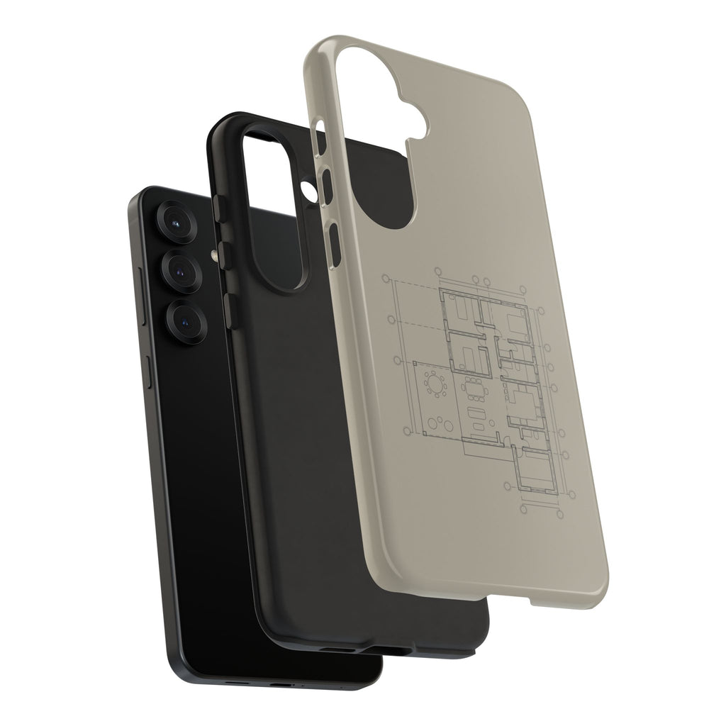 Tech & Workspace | Architectural Blueprint Tough Phone Case