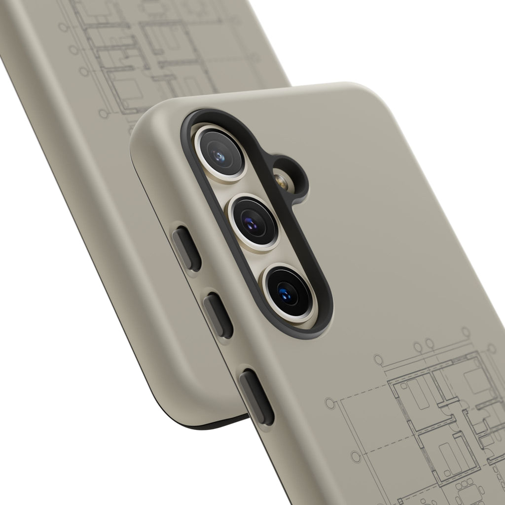 Tech & Workspace | Architectural Blueprint Tough Phone Case