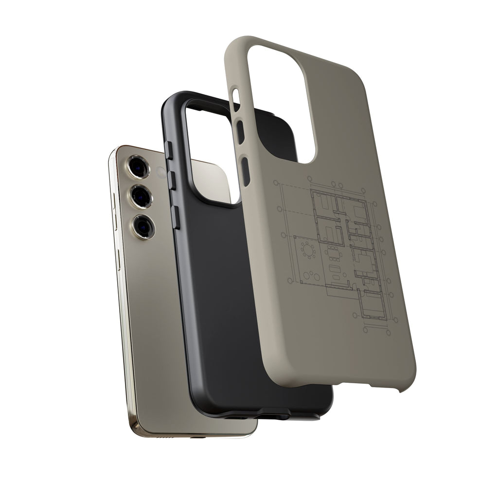 Tech & Workspace | Architectural Blueprint Tough Phone Case