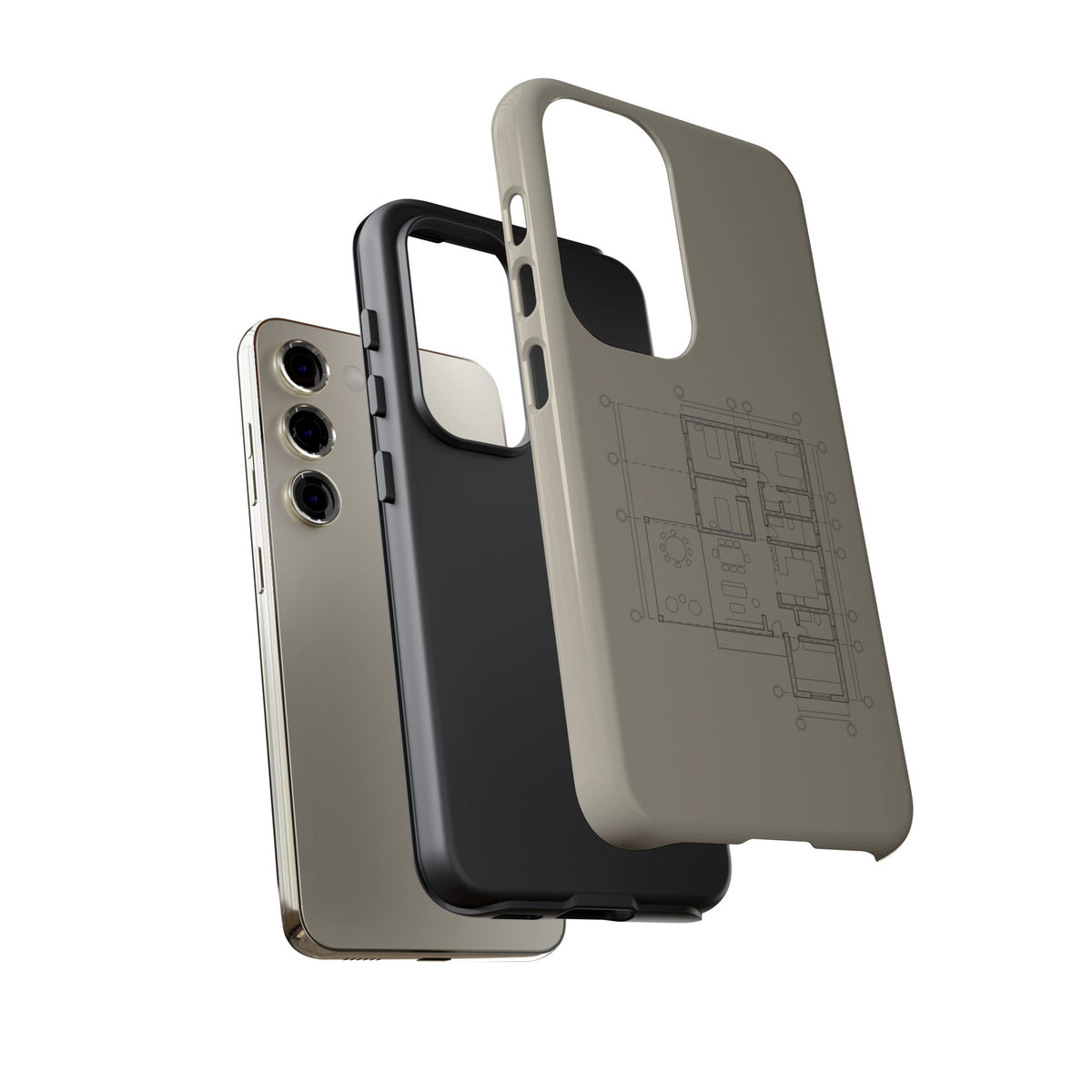 Tech & Workspace | Architectural Blueprint Tough Phone Case