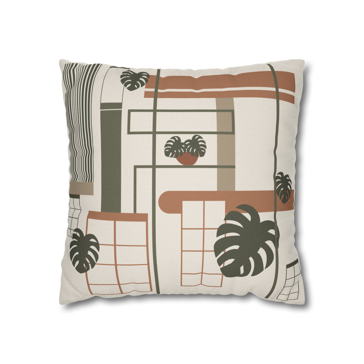 The Biophilic Studio | Abstract Window & Monstera Pillow Cover