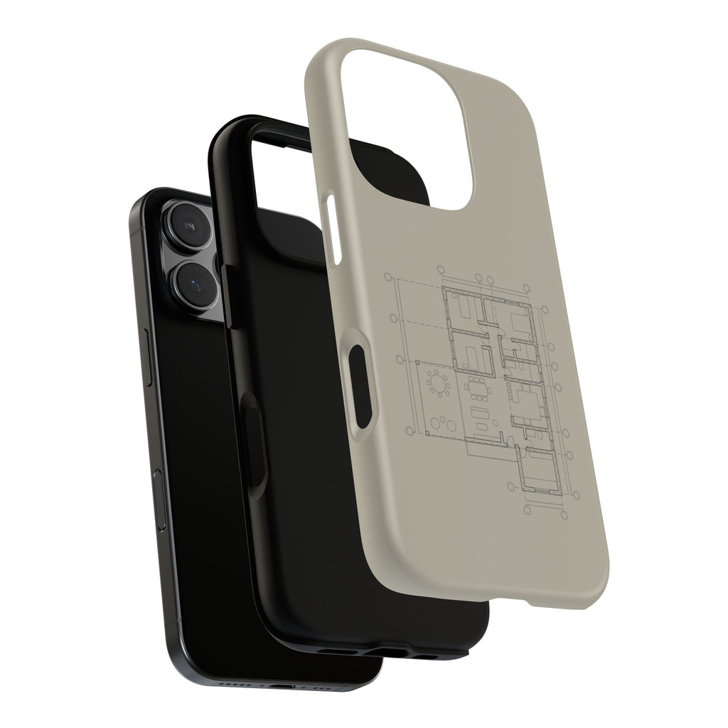 Tech & Workspace | Architectural Blueprint Tough Phone Case
