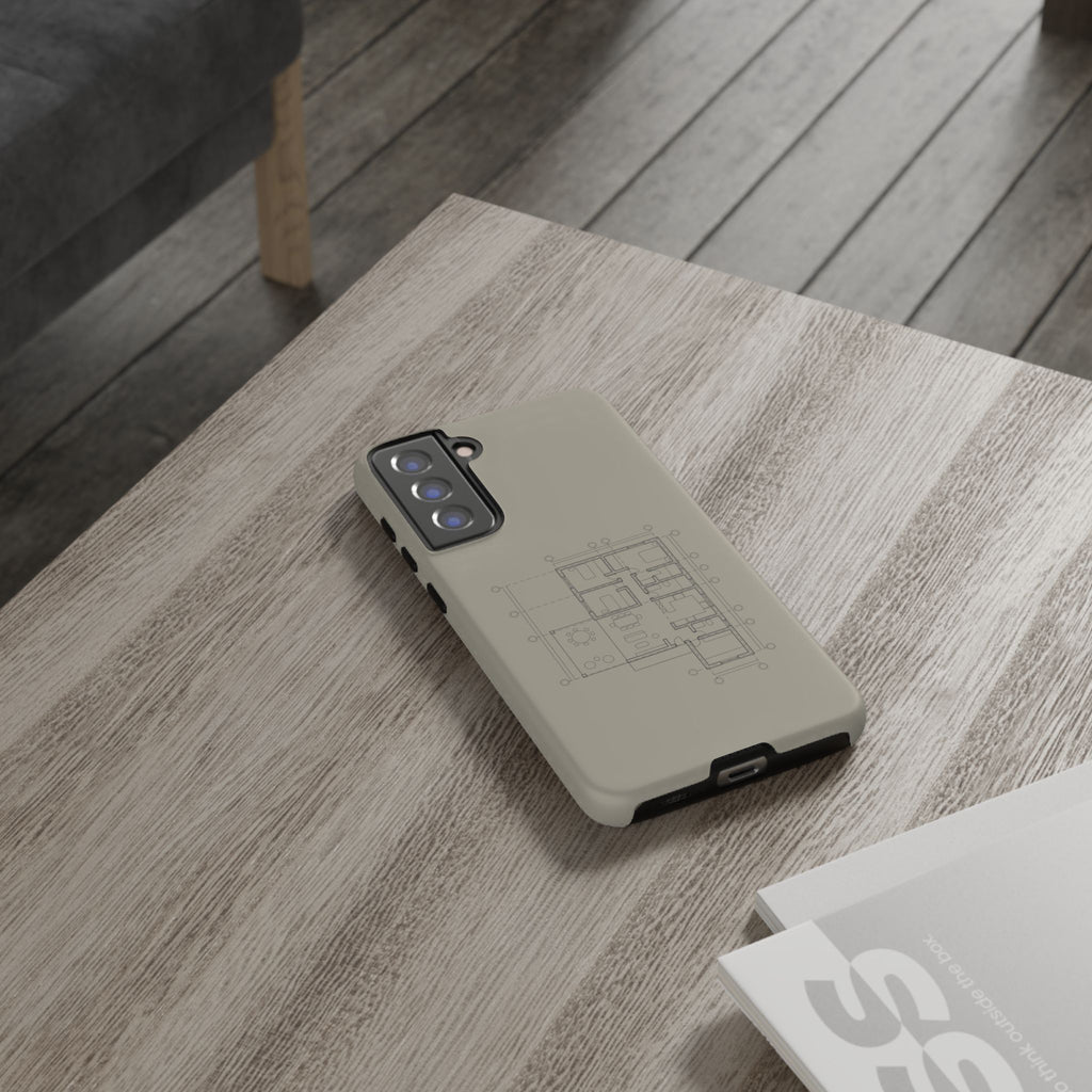 Tech & Workspace | Architectural Blueprint Tough Phone Case