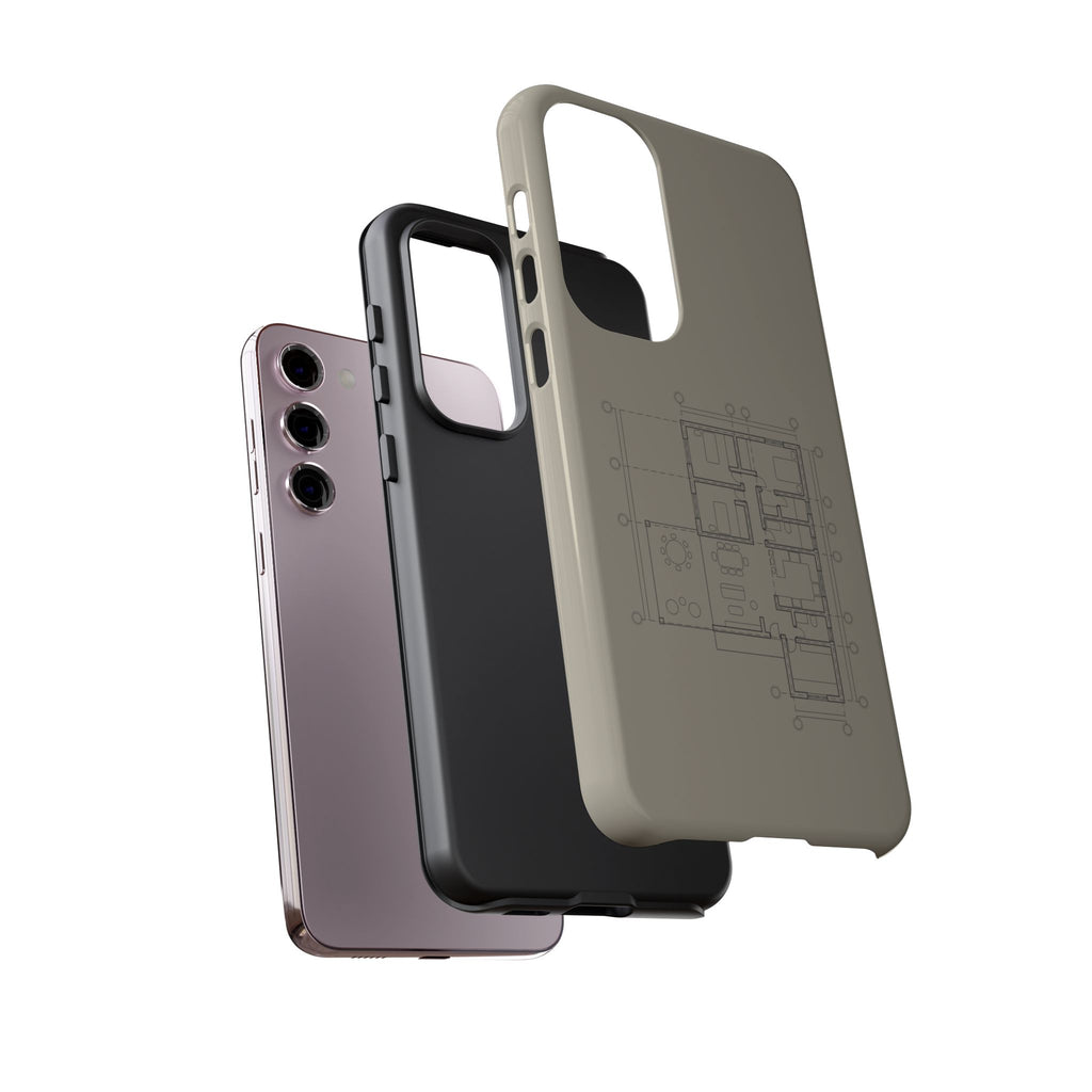 Tech & Workspace | Architectural Blueprint Tough Phone Case