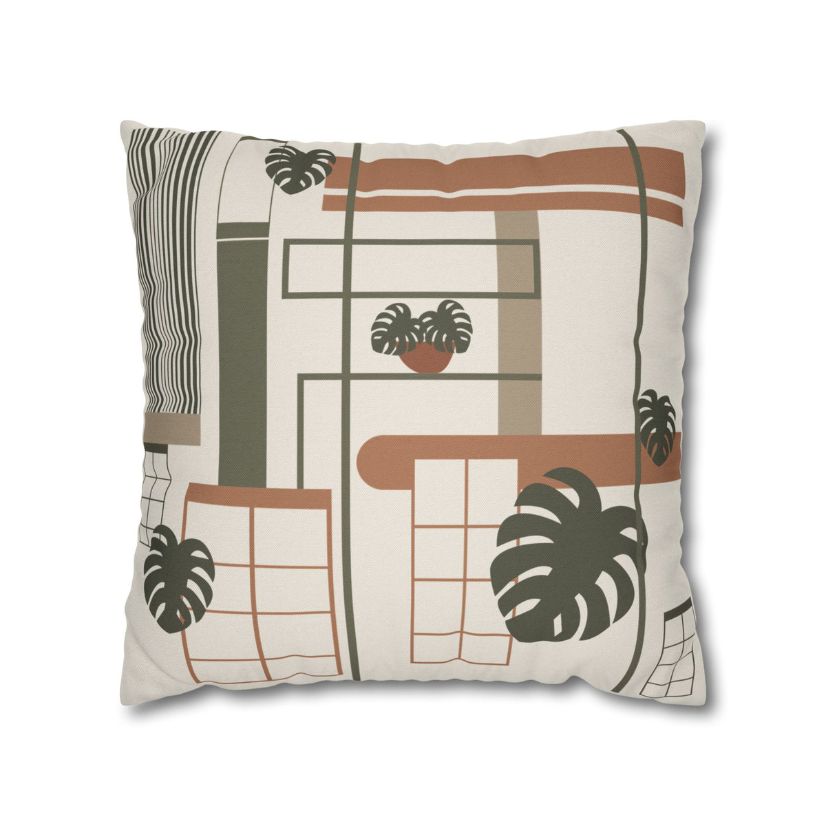The Biophilic Studio | Abstract Window & Monstera Pillow Cover