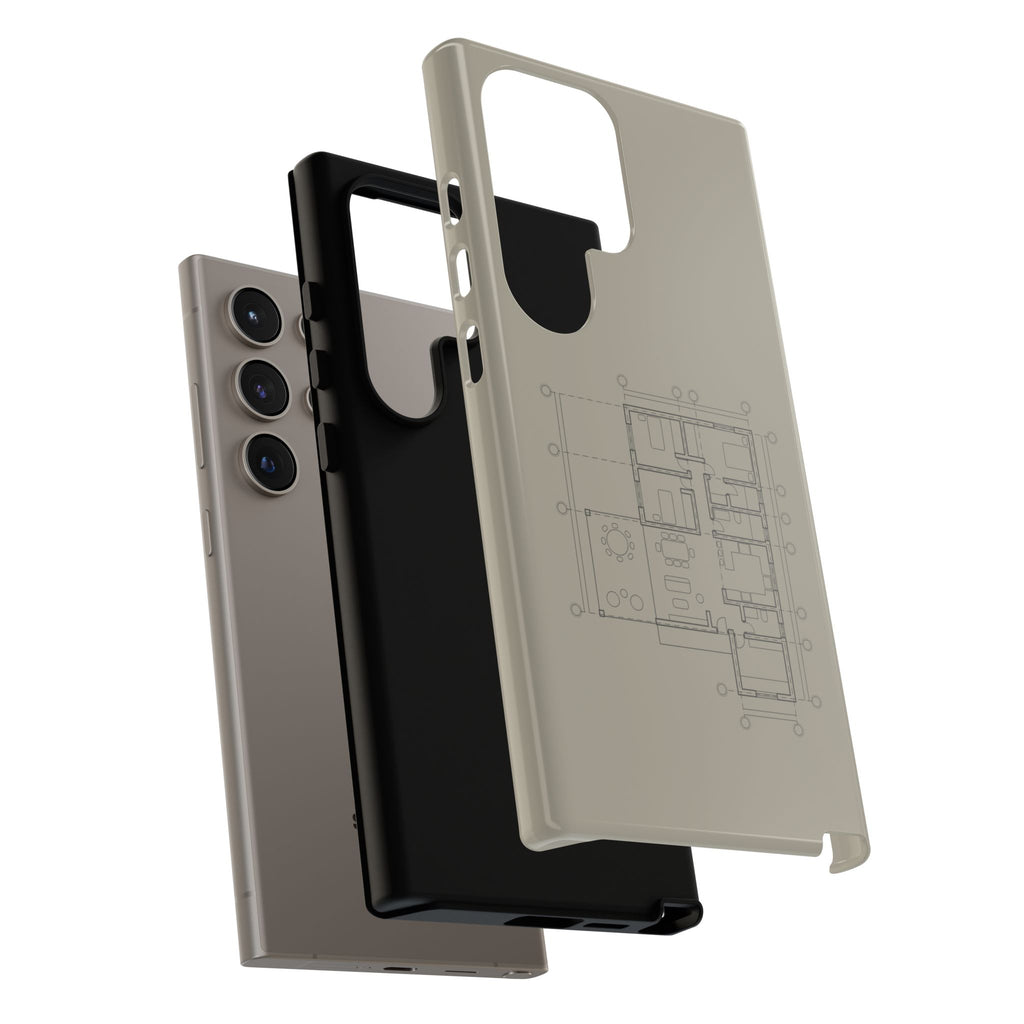 Tech & Workspace | Architectural Blueprint Tough Phone Case