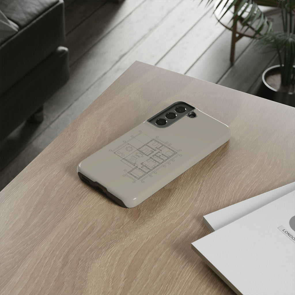 Tech & Workspace | Architectural Blueprint Tough Phone Case
