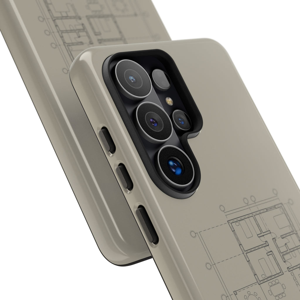 Tech & Workspace | Architectural Blueprint Tough Phone Case