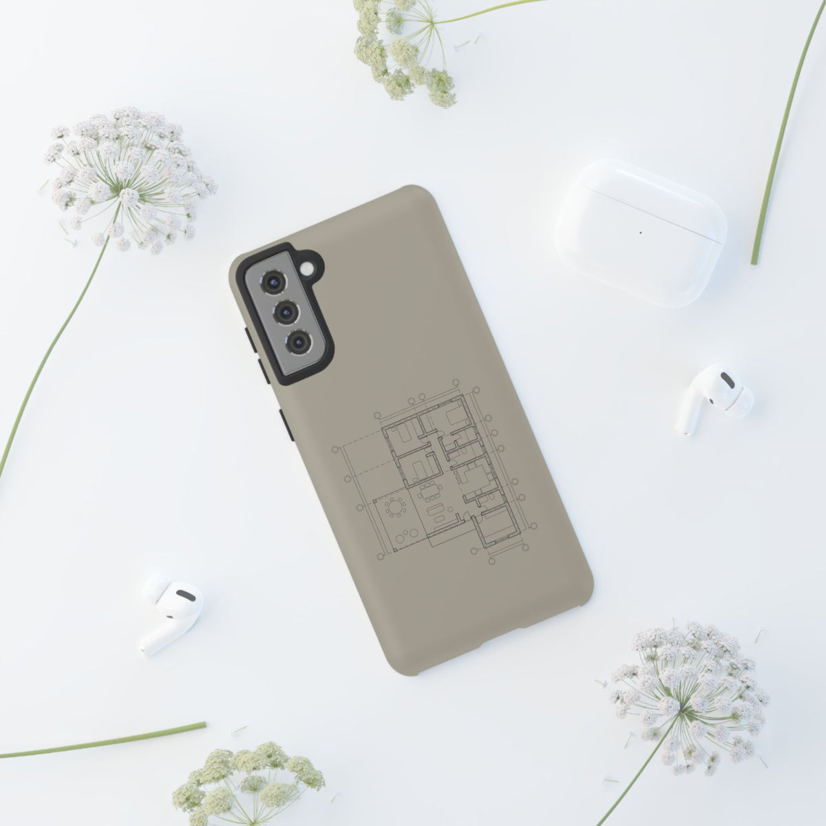 Tech & Workspace | Architectural Blueprint Tough Phone Case