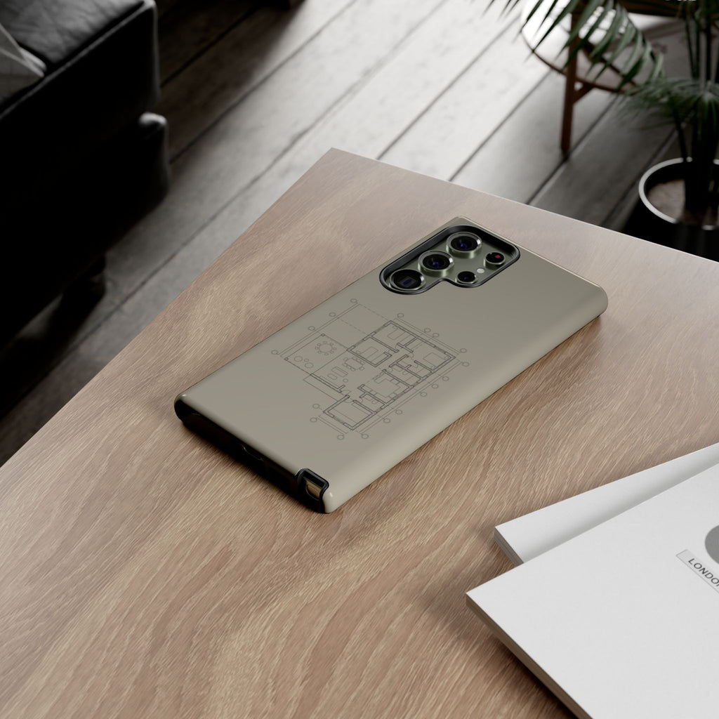 Tech & Workspace | Architectural Blueprint Tough Phone Case