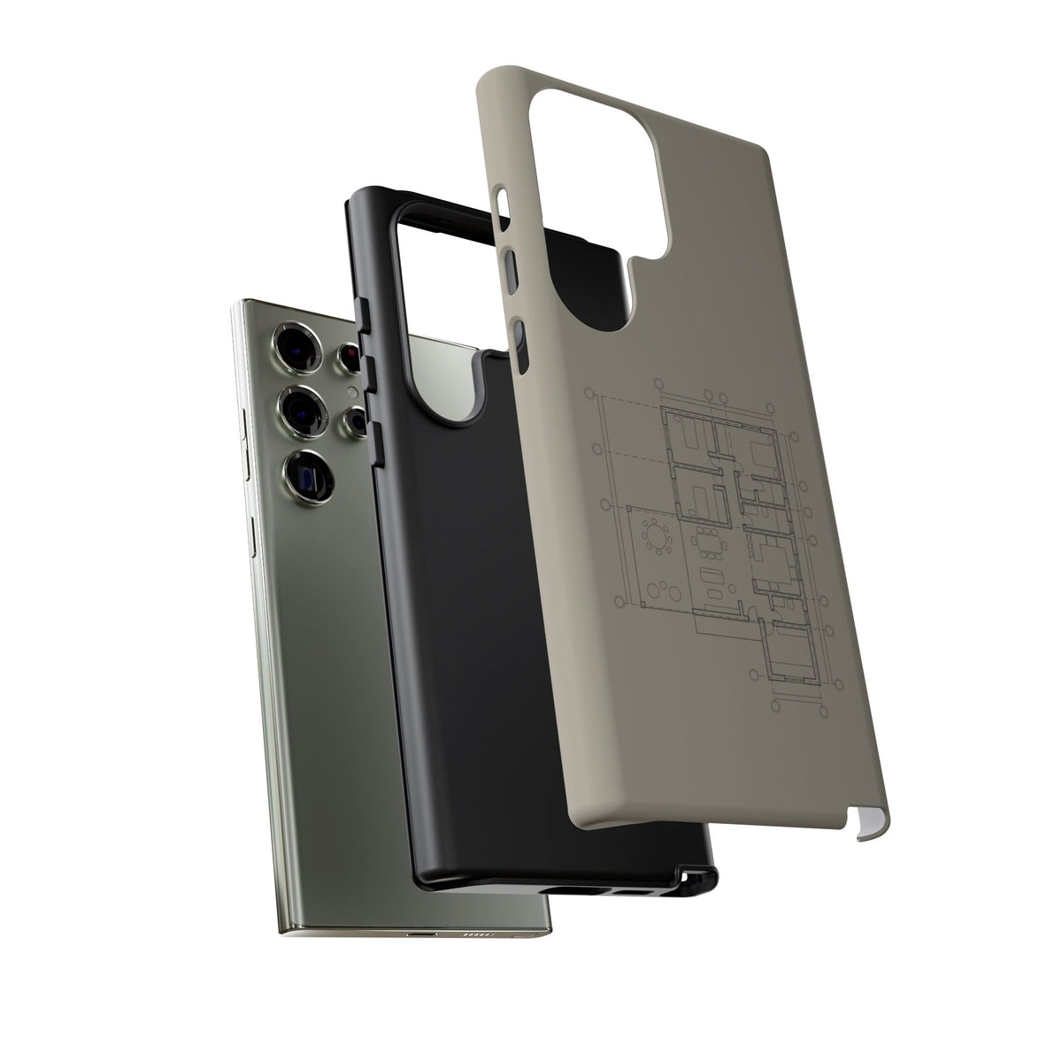 Tech & Workspace | Architectural Blueprint Tough Phone Case