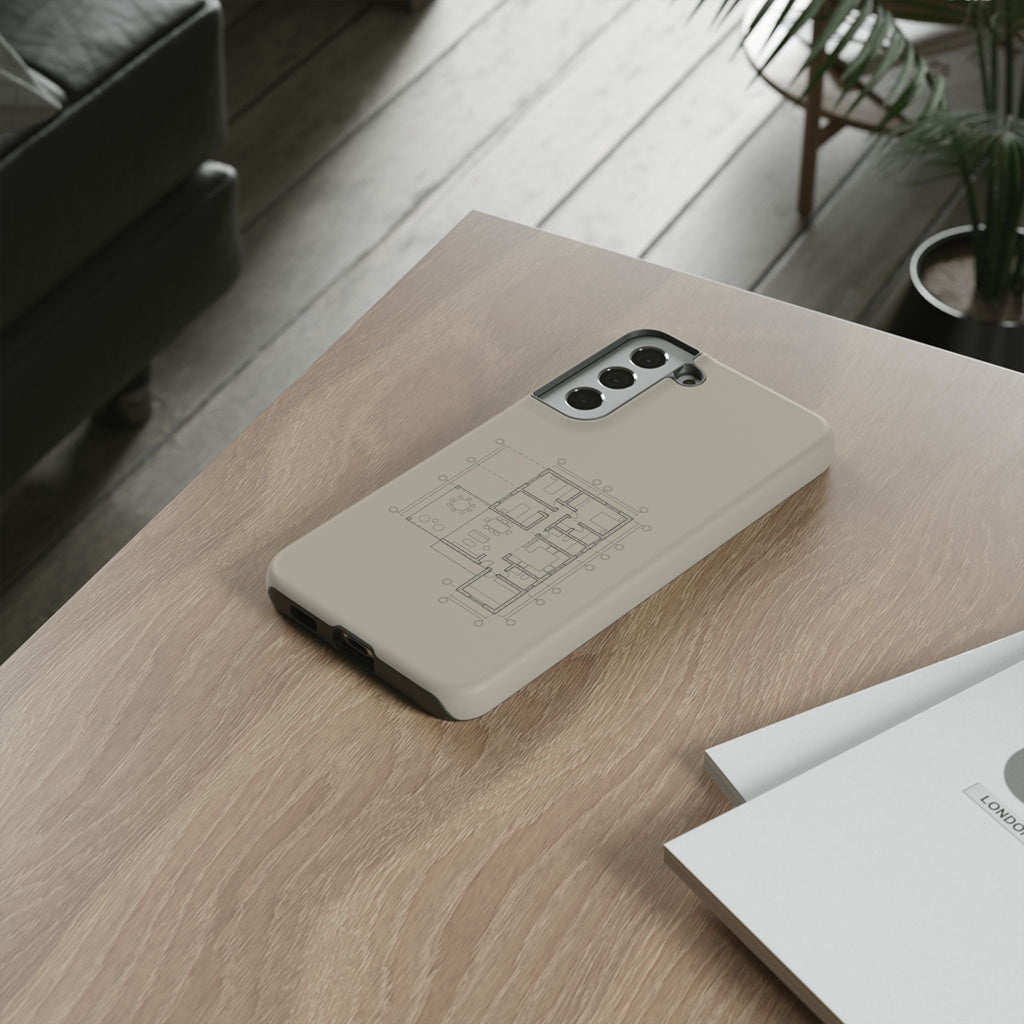 Tech & Workspace | Architectural Blueprint Tough Phone Case