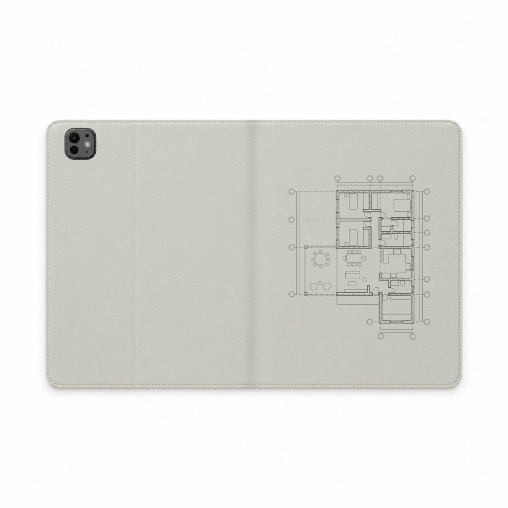 Tech & Workspace | Tablet Folio Case — Architectural Floor Plan Sketch Design