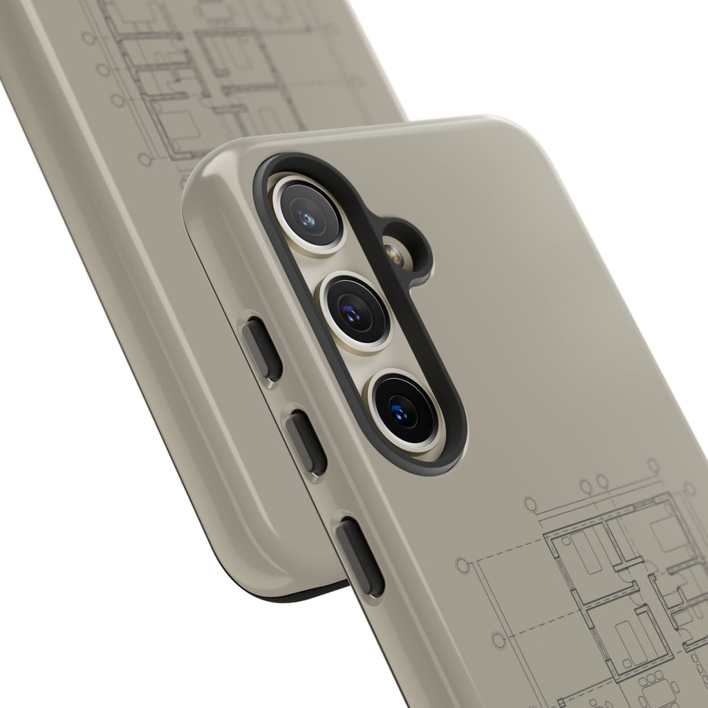 Tech & Workspace | Architectural Blueprint Tough Phone Case