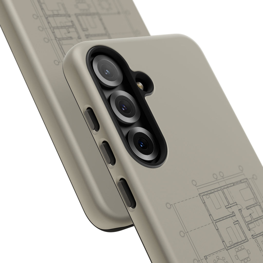 Tech & Workspace | Architectural Blueprint Tough Phone Case