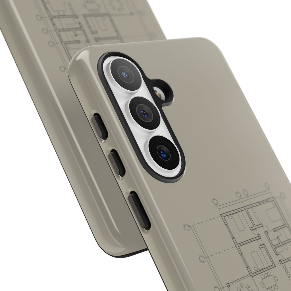 Tech & Workspace | Architectural Blueprint Tough Phone Case