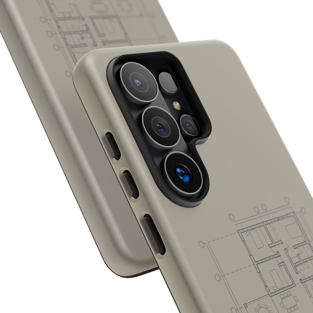 Tech & Workspace | Architectural Blueprint Tough Phone Case