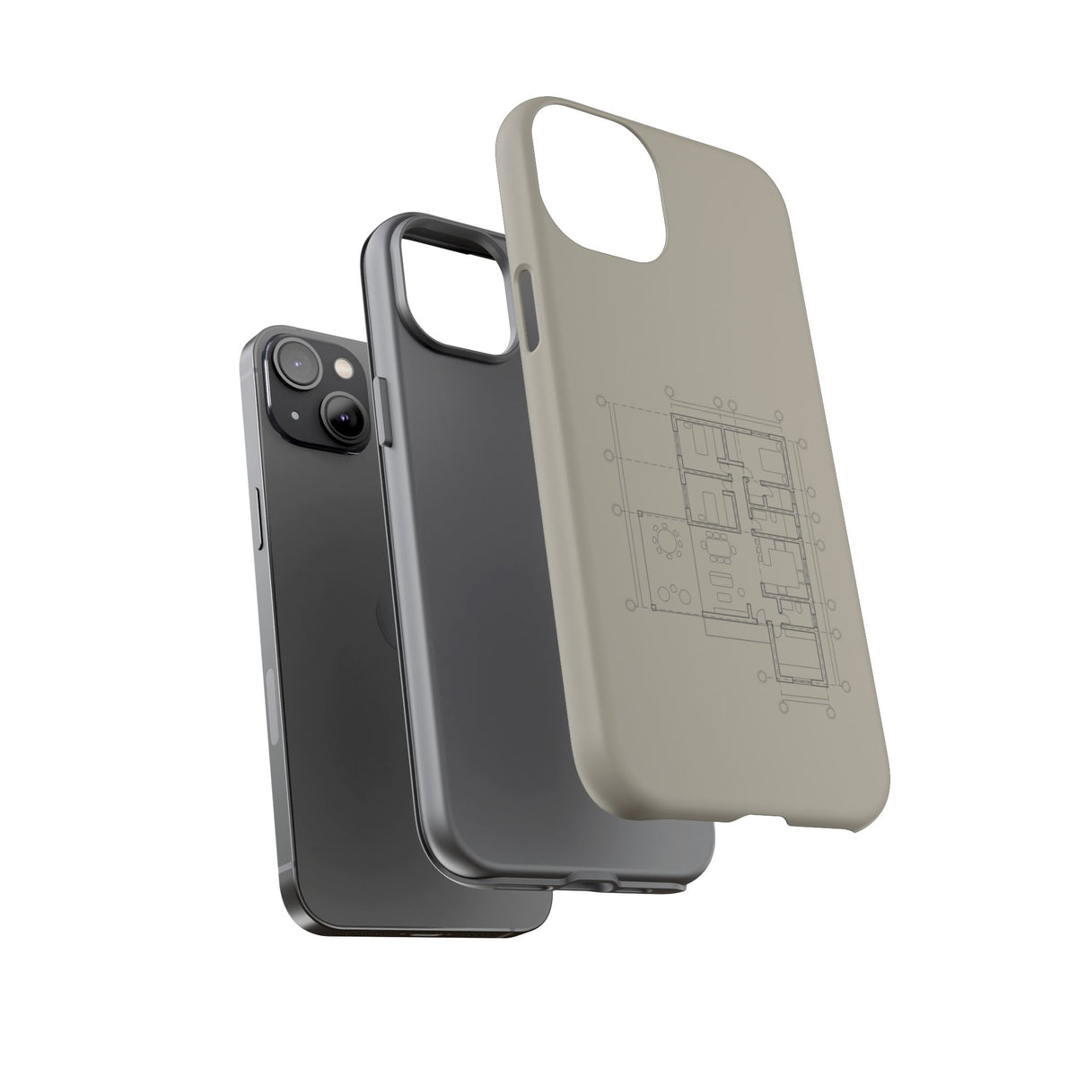 Tech & Workspace | Architectural Blueprint Tough Phone Case