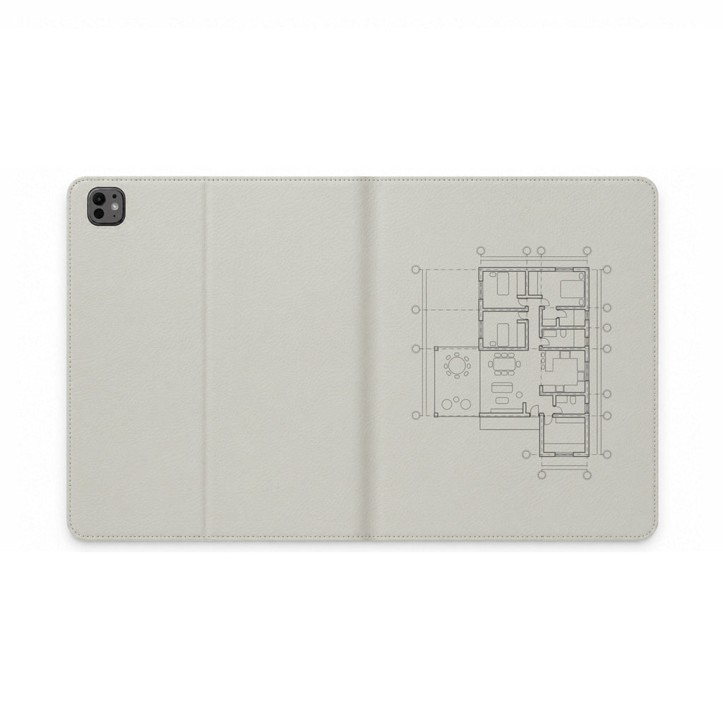 Tech & Workspace | Tablet Folio Case — Architectural Floor Plan Sketch Design