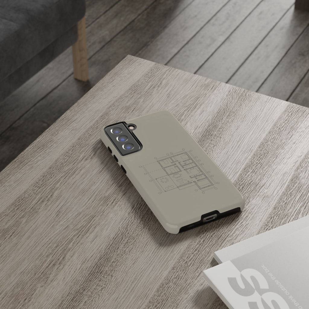 Tech & Workspace | Architectural Blueprint Tough Phone Case