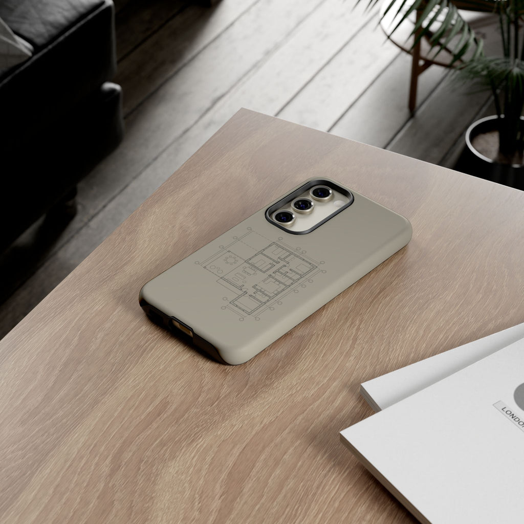 Tech & Workspace | Architectural Blueprint Tough Phone Case