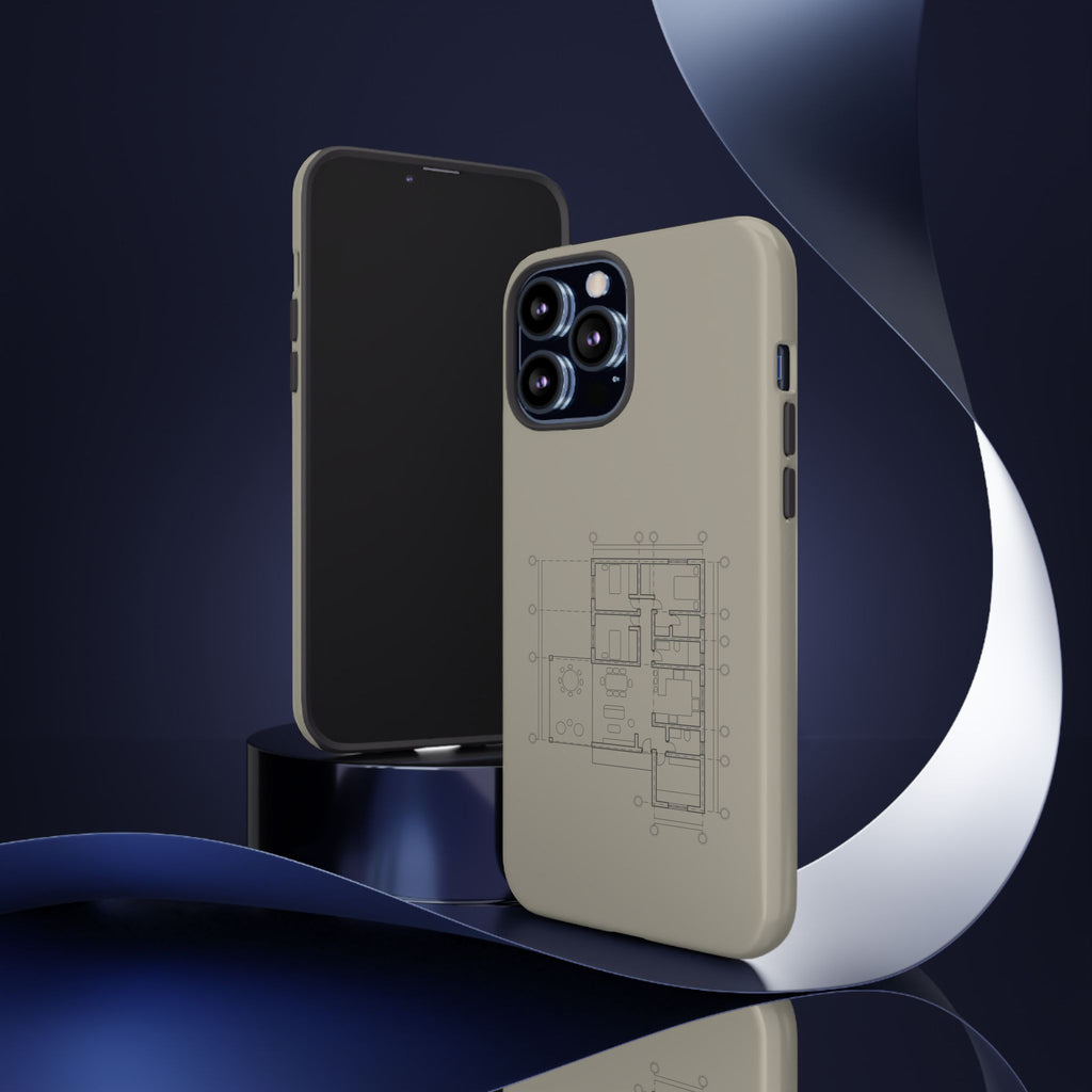 Tech & Workspace | Architectural Blueprint Tough Phone Case