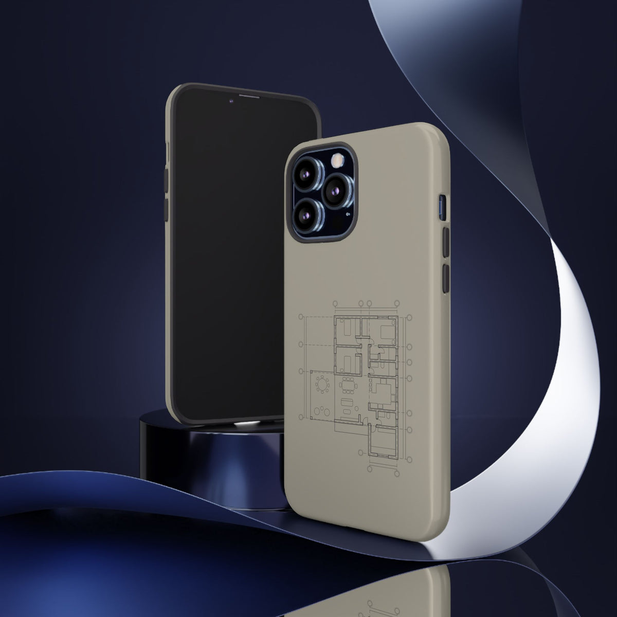 Tech & Workspace | Architectural Blueprint Tough Phone Case